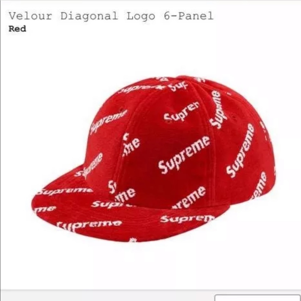 Supreme Velour Diagonal Logo 6 Panel Auth FW17